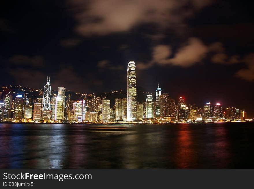 Hong Kong night view along Victoria Harbour