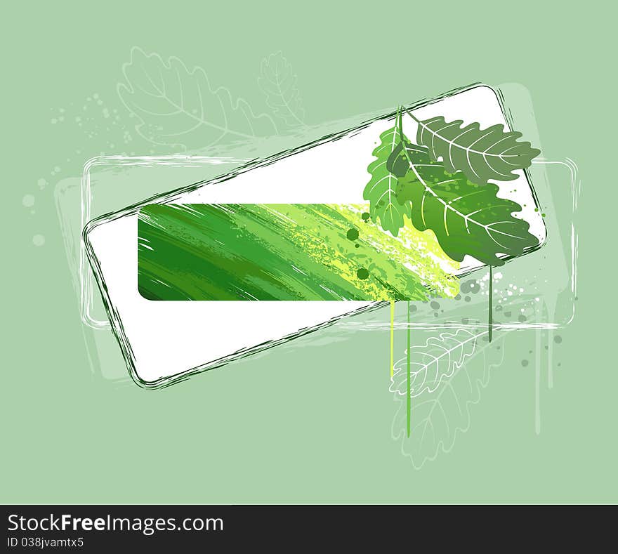 Green banner with oak leaves