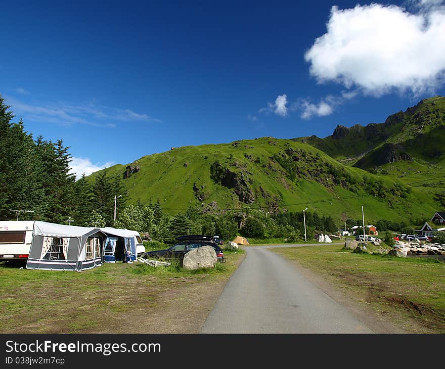 Camping place ,Lofoten Islands in Norway