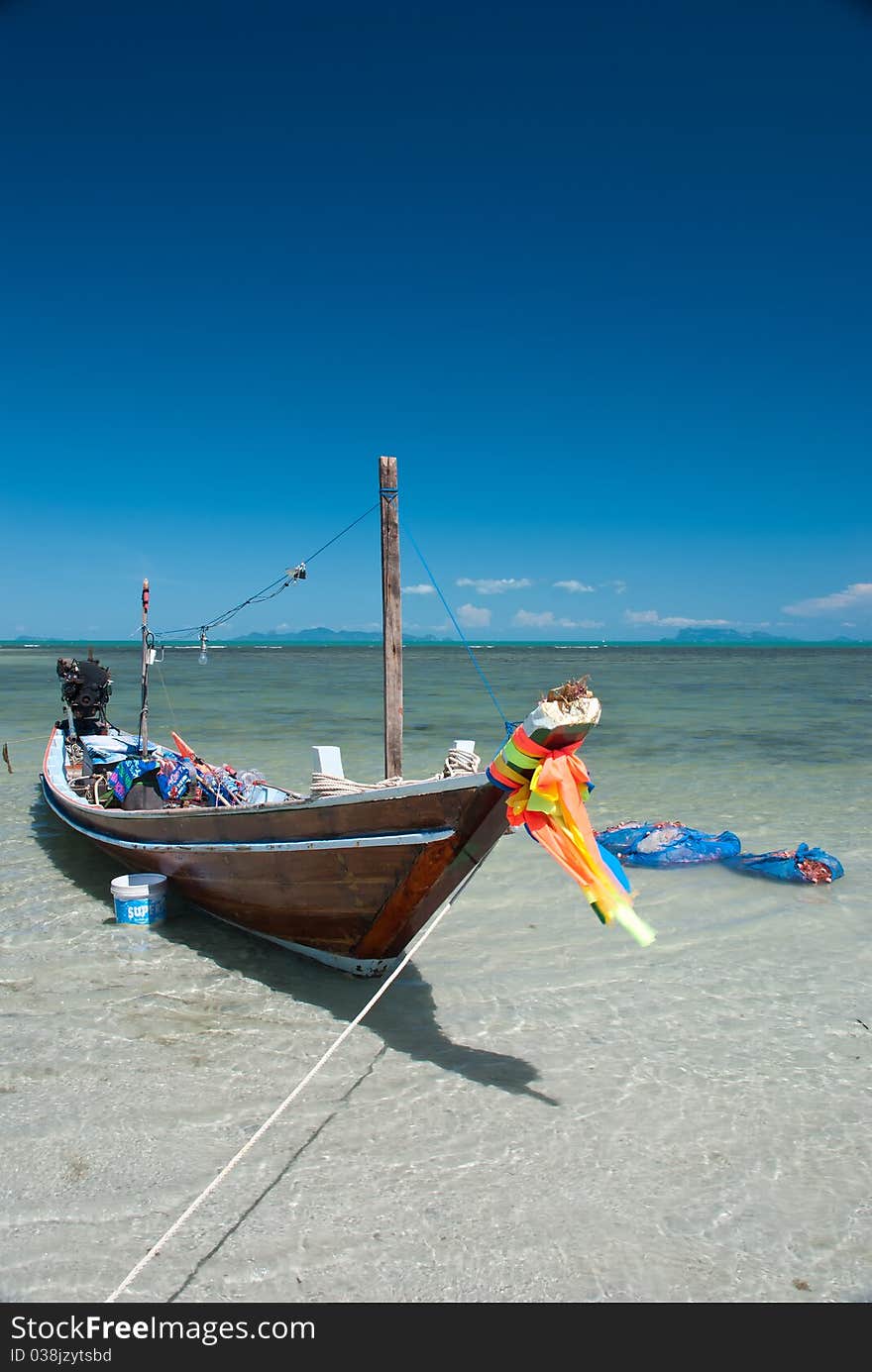 Longtail boat in the sea