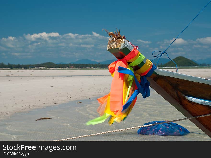 Longtail boat in the sea