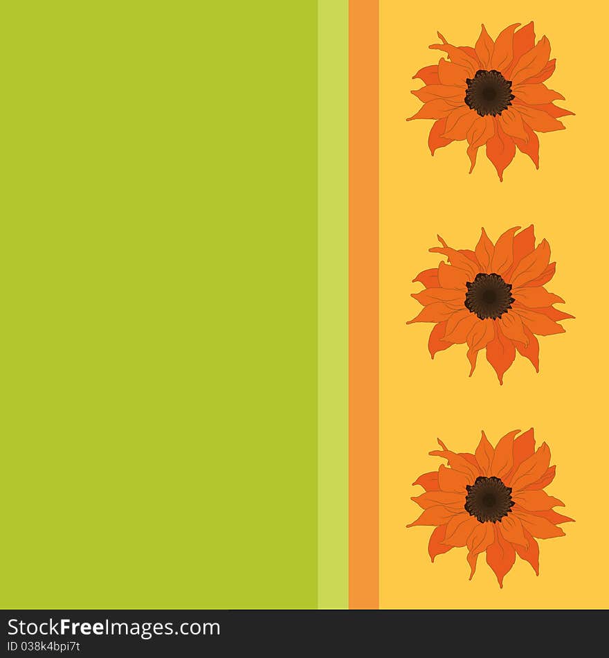 Card with sunflower. floral background. Card with sunflower. floral background.