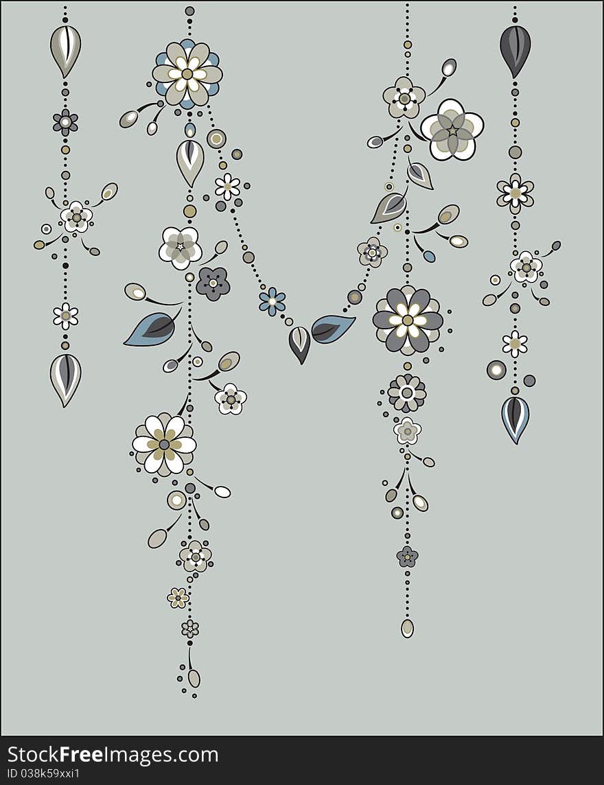 Vector Illustration of Decorative Wind Chimes with floral ornament design