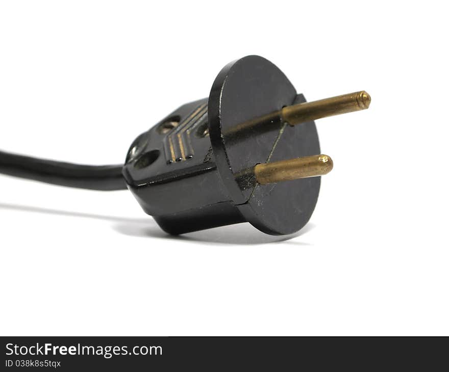 Vintage black power plug on the white background. Vintage black power plug on the white background