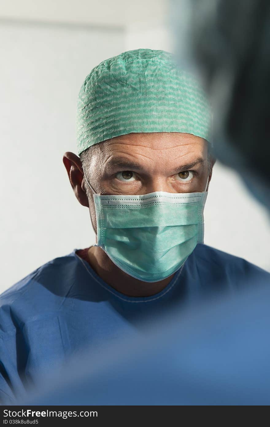 Portrait of a Male Surgeon At Work, close-up