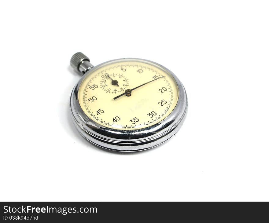 Old stopwatch on a white background