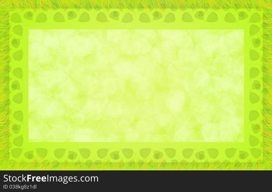 Green Blank With Abstract Leaves&grass