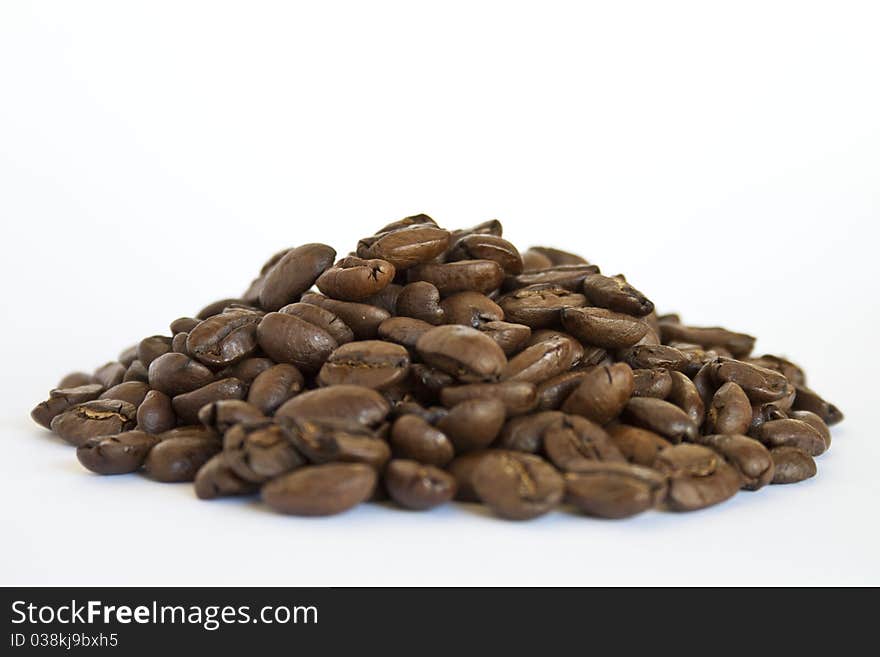 Coffee beans on a white background