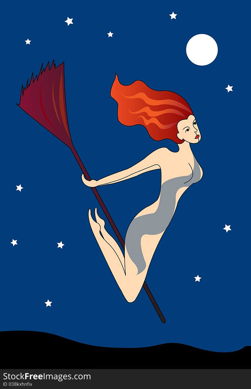 Vector illustration of a witch. Vector illustration of a witch