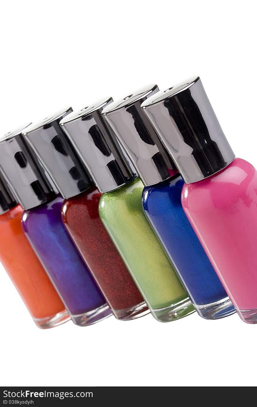 Nail polish bottles on a white background.