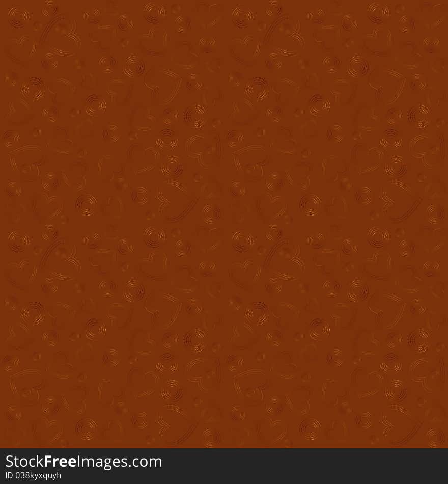 Seamless brown texture with hearts. Seamless brown texture with hearts