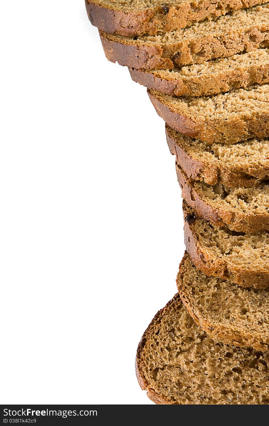 Sliced loaf of bread isolated on white background