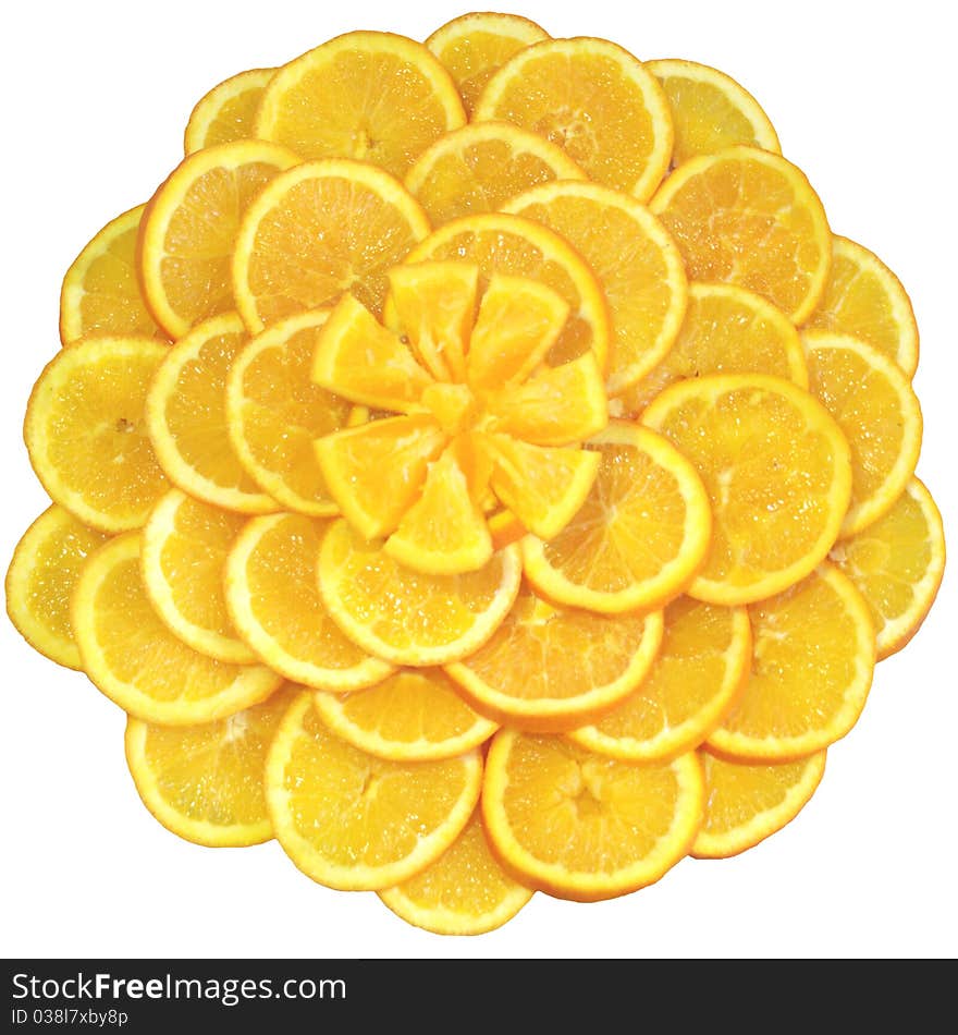 Oranges cut on segments