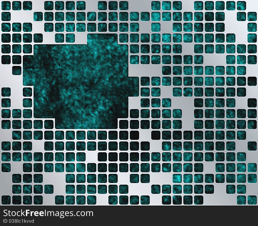 Abstract dark turquoise background with metal grid layer and place for adding your own text. Abstract dark turquoise background with metal grid layer and place for adding your own text