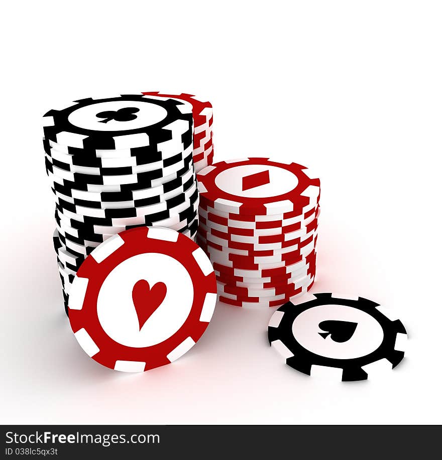 Gambling chips on white background