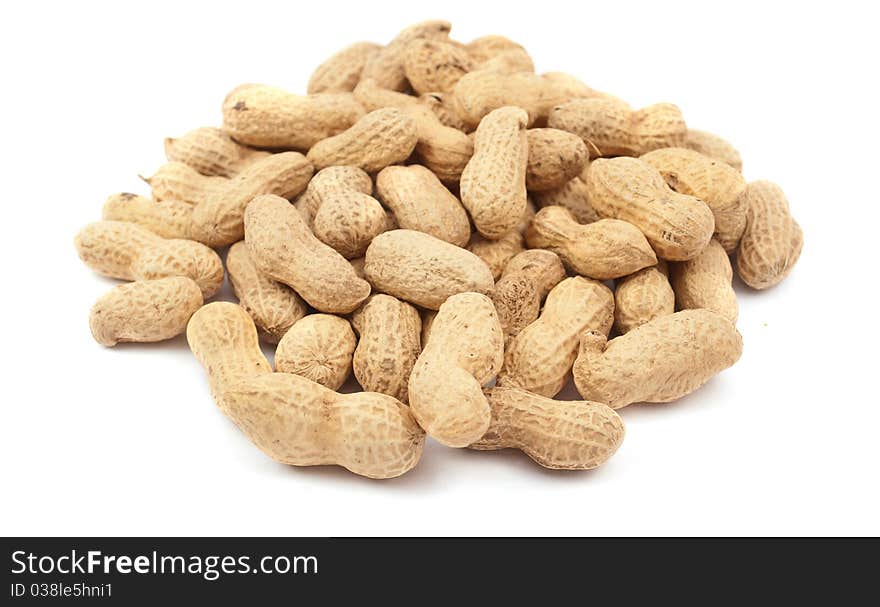 Peanuts on a white background