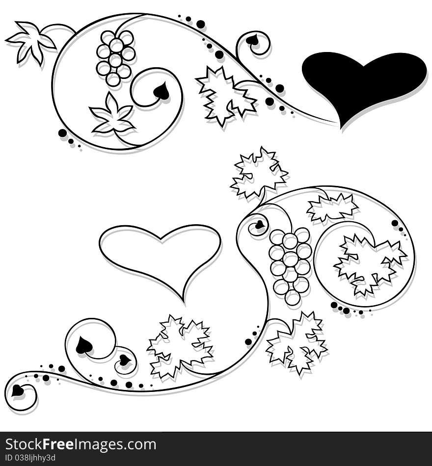 Valentines Floral - black illustration,