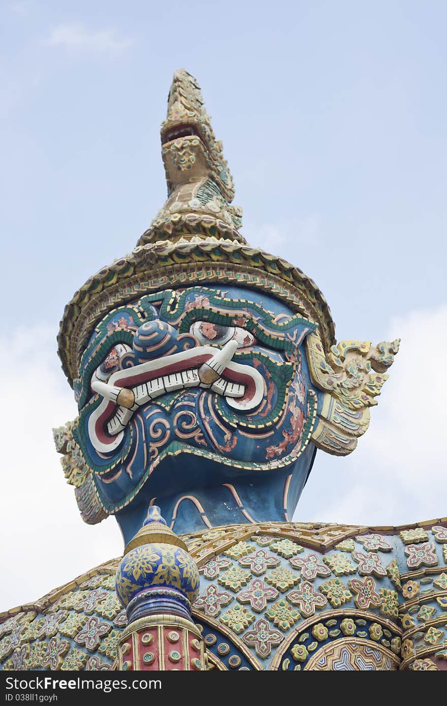 Giant Sculpture at Grand Palace and Emerald Buddha Temple, tourist destination in Bangkok, Thailand