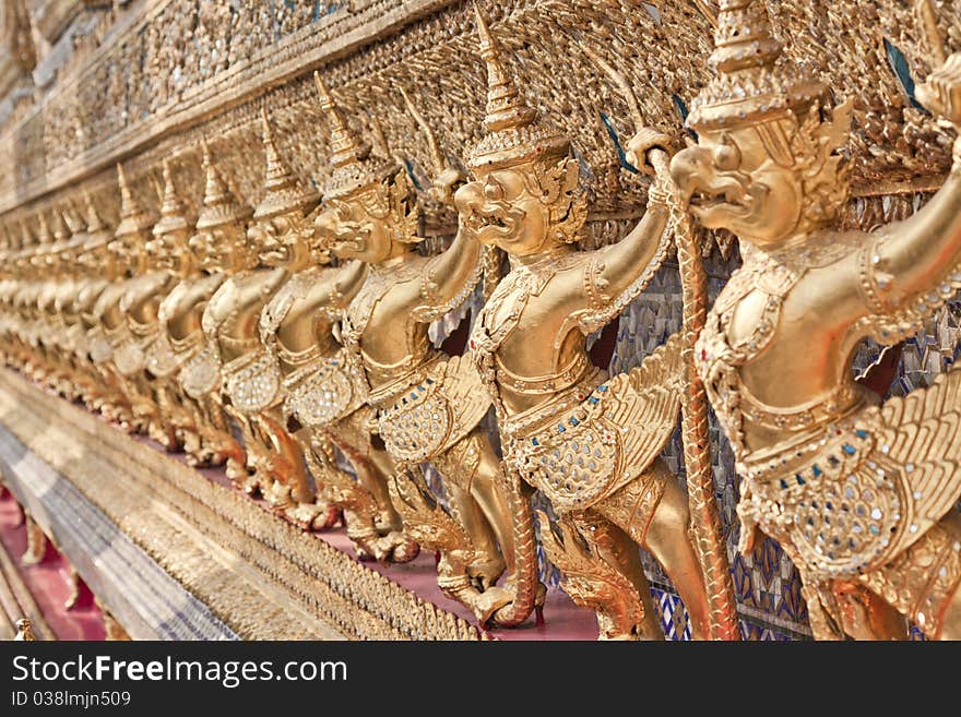 Golden Garuda at Grand Palace and Emerald Buddha Temple, tourist destination in Bangkok, Thailand