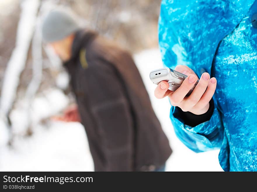 The pair communicates by a mobile phone. The pair communicates by a mobile phone