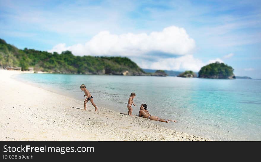 Happy Family On Beach