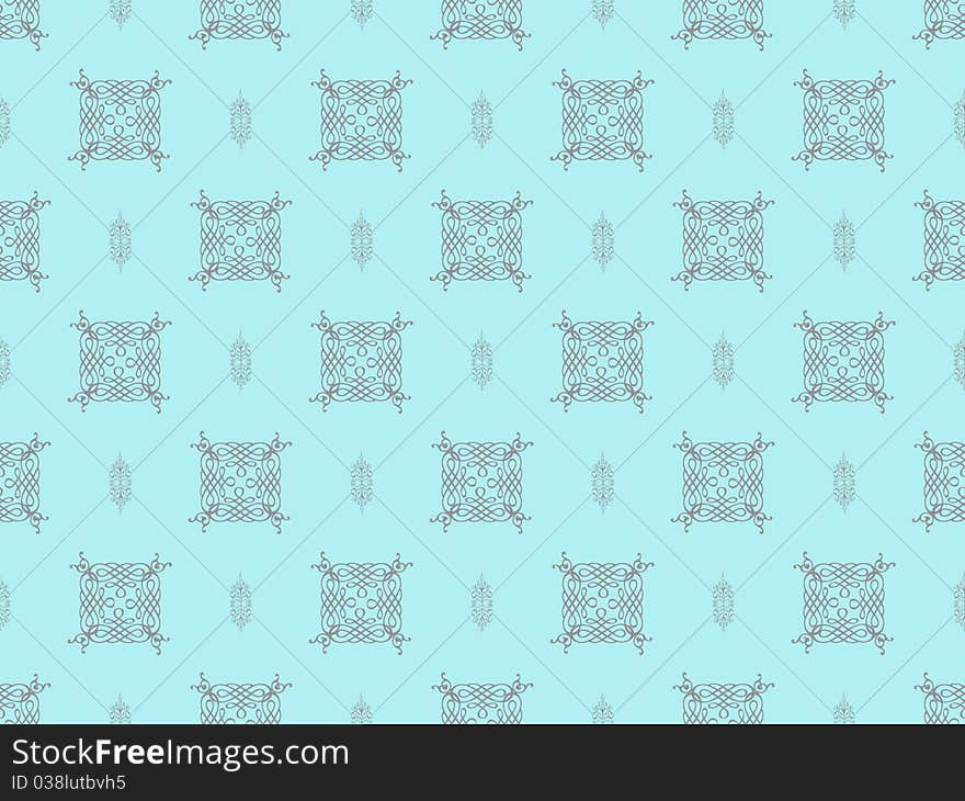 Blue damask seamless wallpaper pattern. Blue damask seamless wallpaper pattern