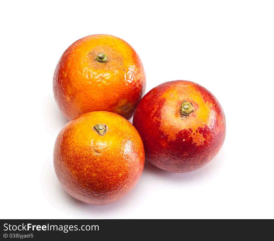 Red oranges isolated on the white background. Red oranges isolated on the white background.