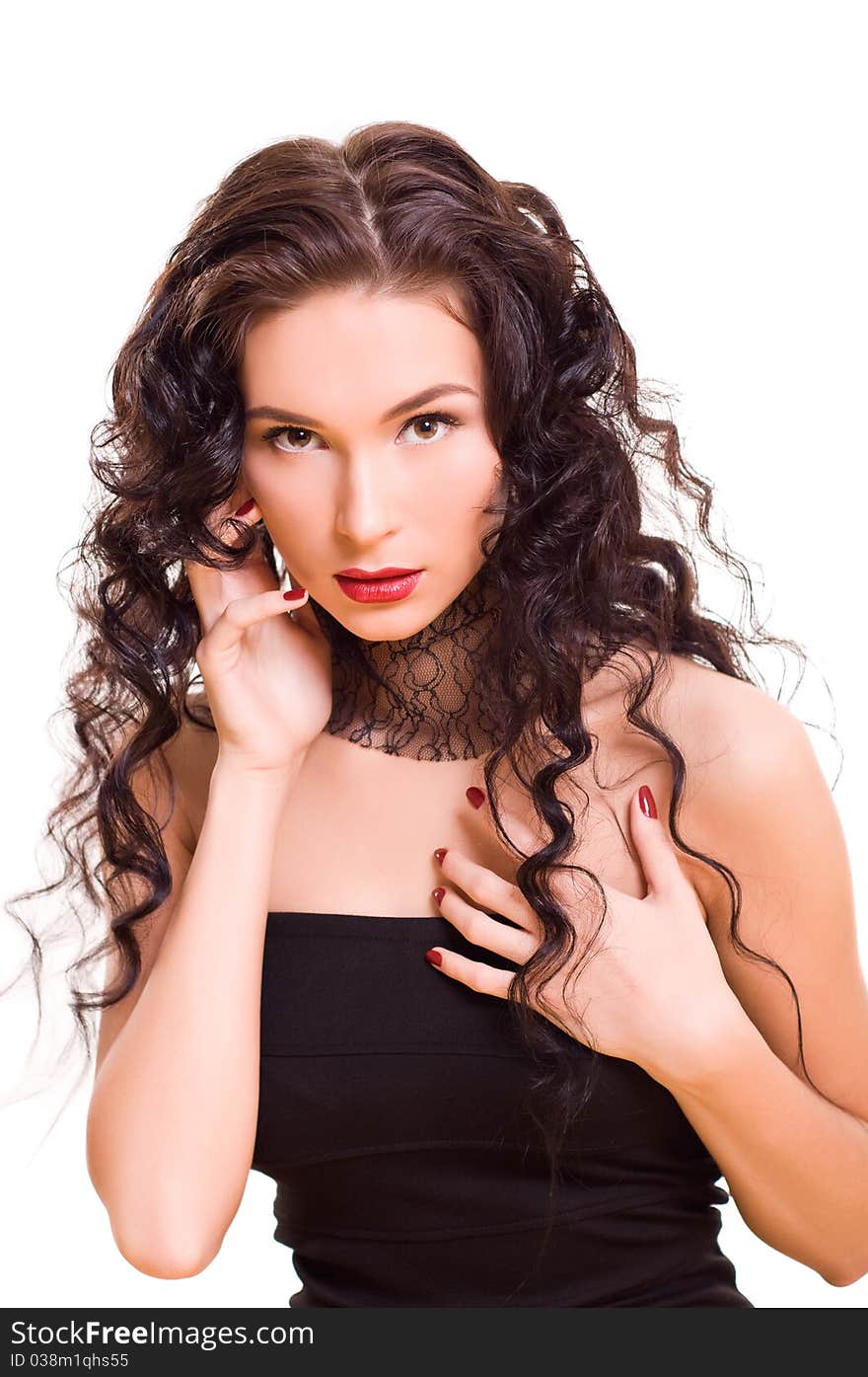 Portrait of young beautiful brunette woman