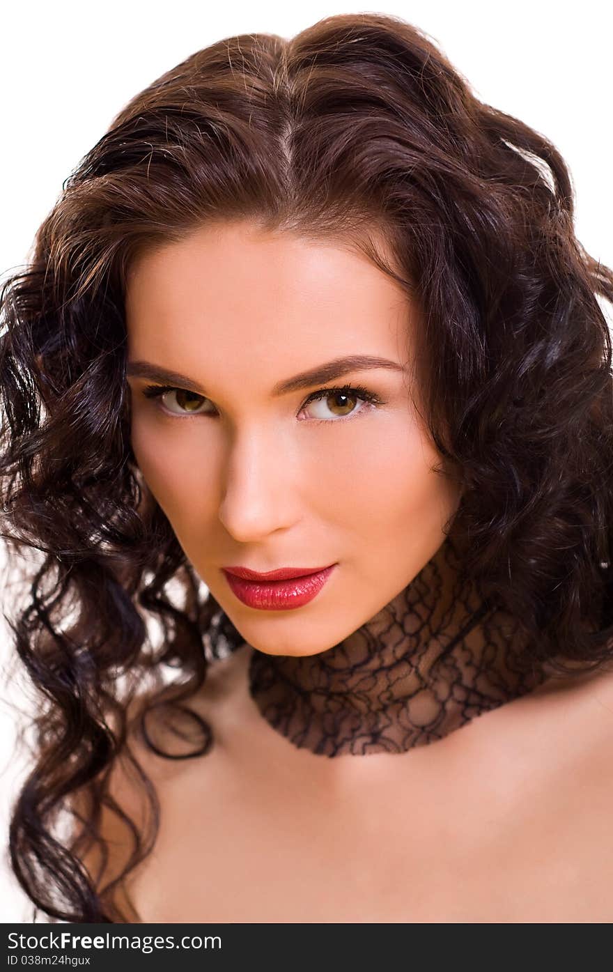 Portrait of young beautiful brunette woman