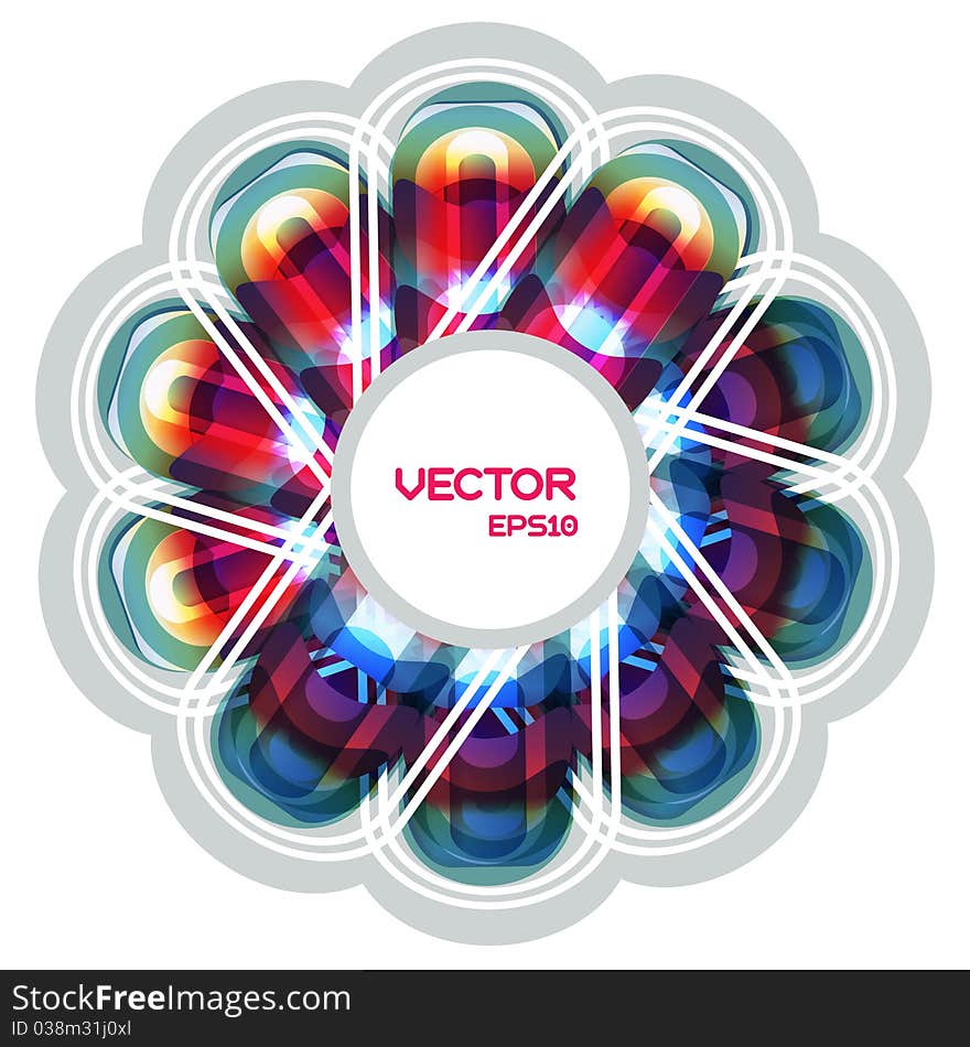 Colorful banner with lighting radial lines