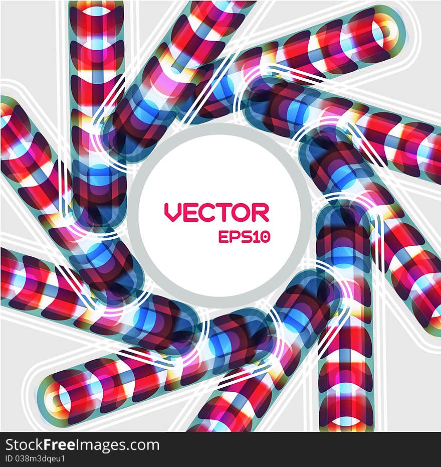 Colorful banner with lighting radial lines