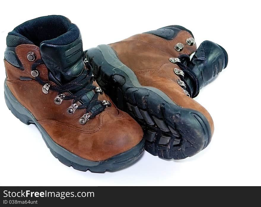 A pair of boots on a plain white background