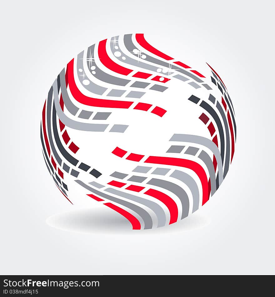 Abstract symbol made of red and grey stripes