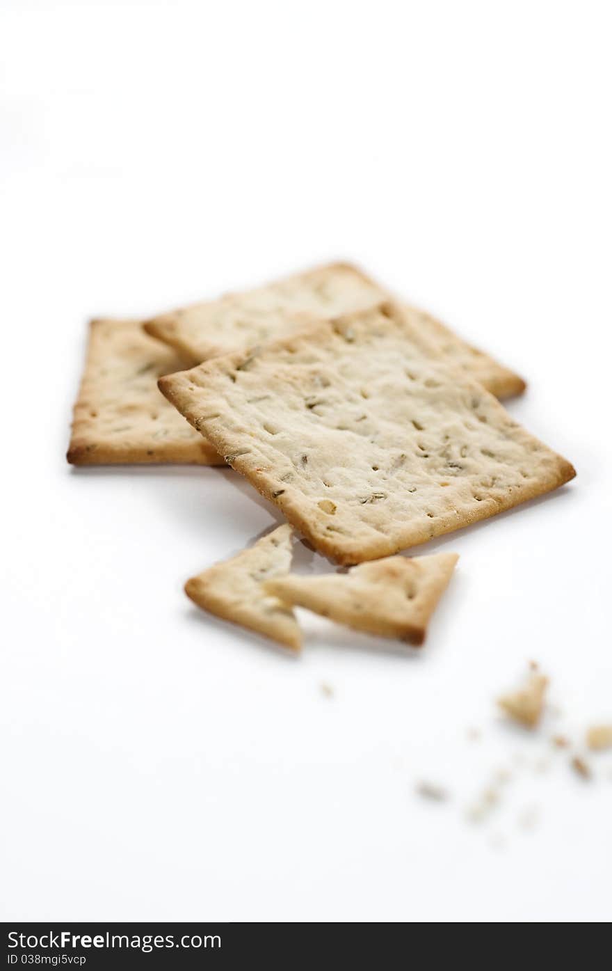 Shallow focus vertical of three crackers. Shallow focus vertical of three crackers