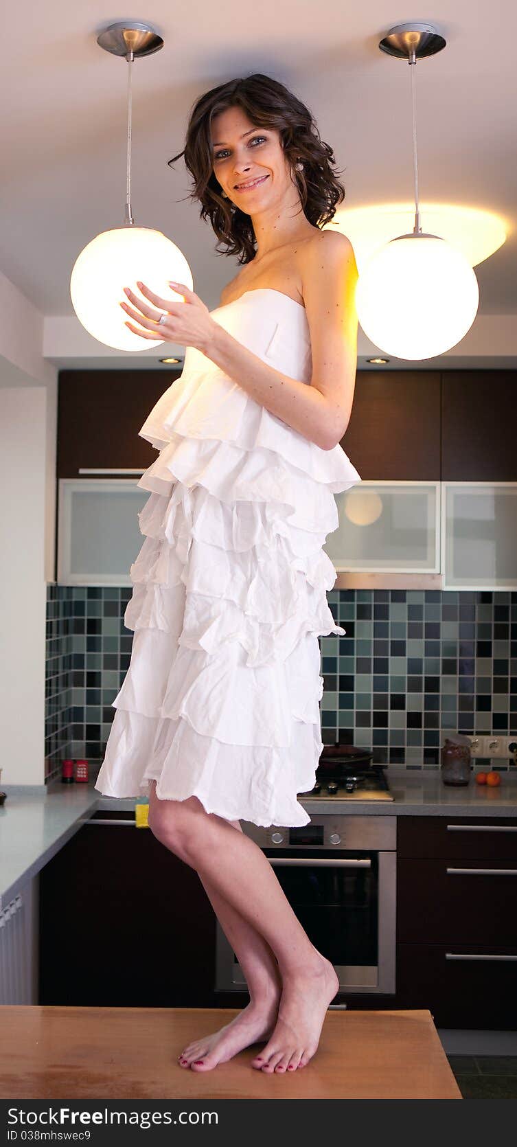 Young girl holding a light lamps. Young girl holding a light lamps