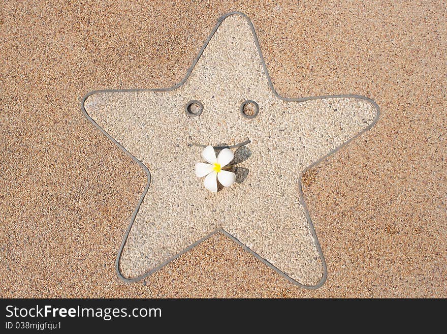 Smile star and white frangipani. Smile star and white frangipani