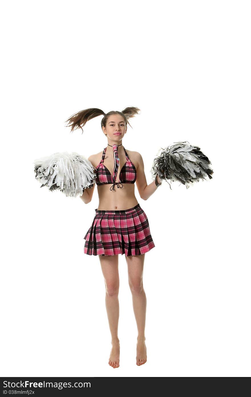 Attractive young slim girl cheerleader