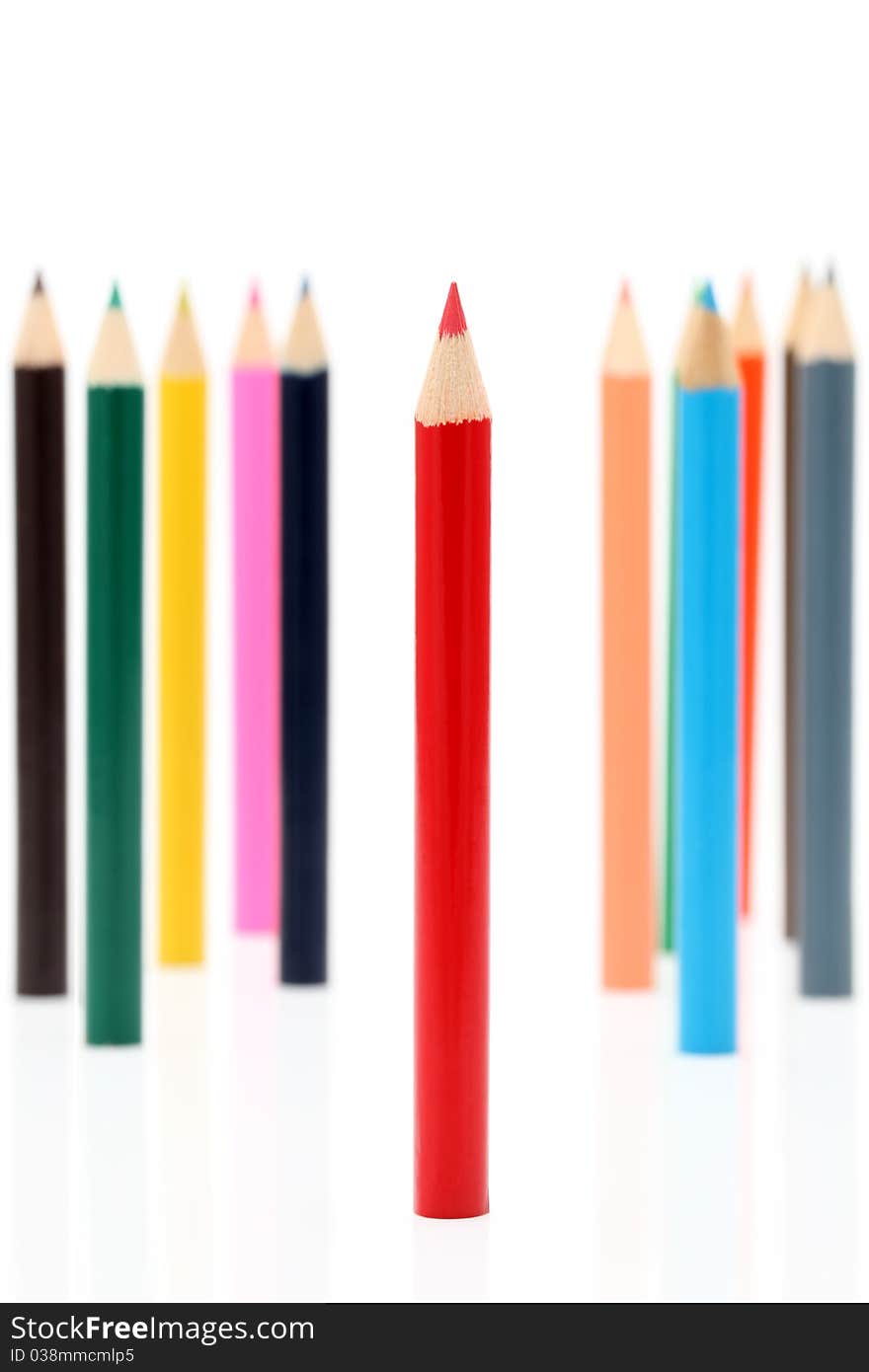 Color pencils isolated on white background