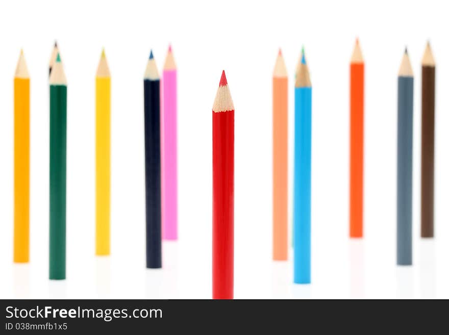 Color pencils isolated on white background