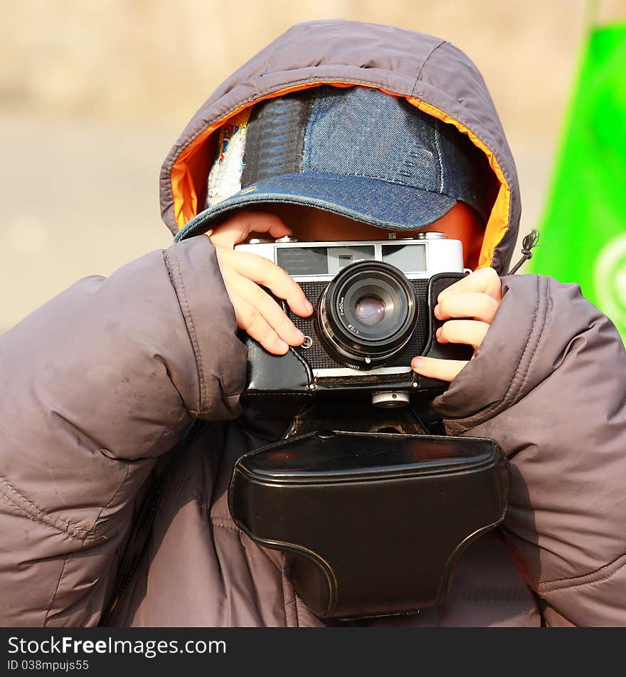 Asian Boy Is Taking Photo