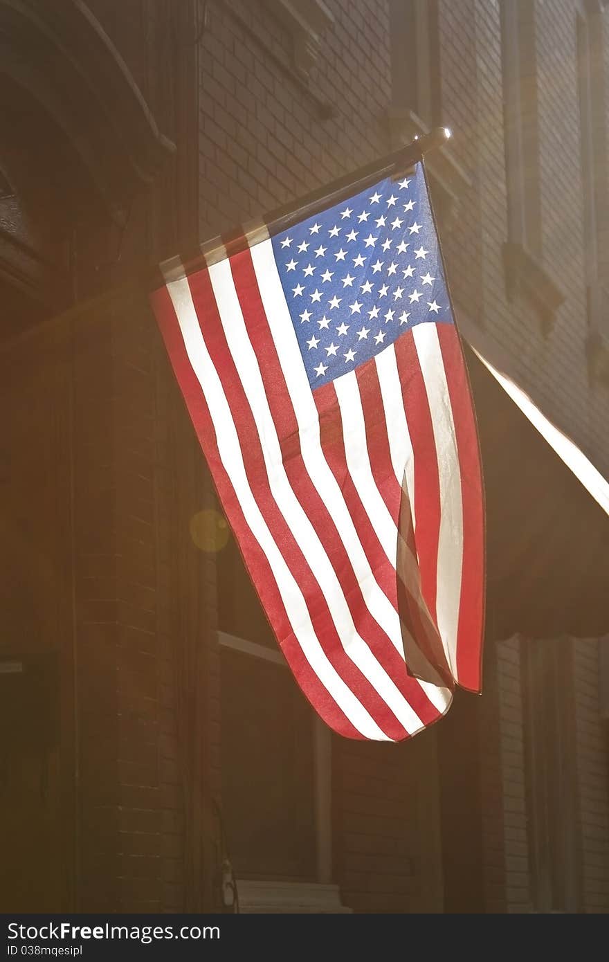 American flag on 4th of July in a residential sector