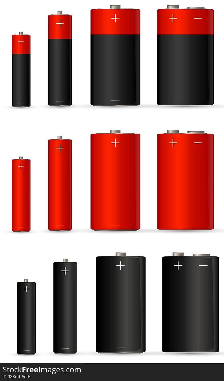 Red battery isolated on white