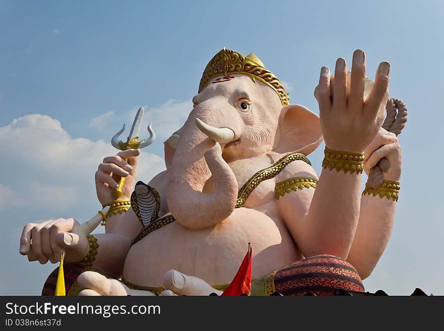 The God of wisdom and difficulty Ganesha statue at Nakhonnayok province, Thailand