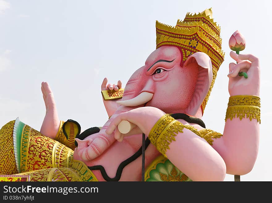 The God of wisdom and difficulty Ganesha statue at Nakhonnayok province, Thailand