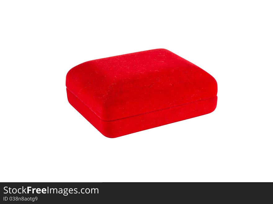 Red velvet box isolated on white background