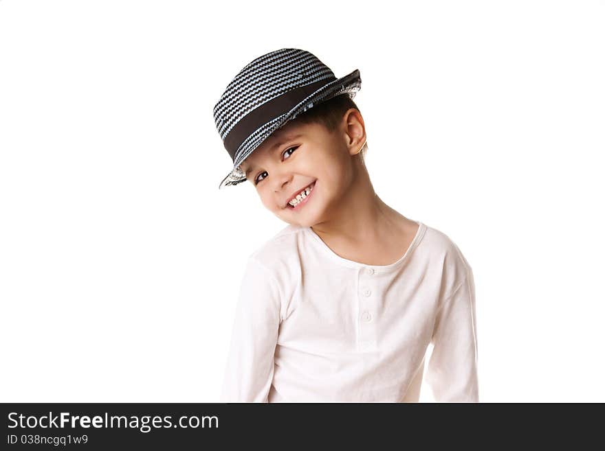 Portrait of beautiful stylish little boy isolated on white background. Portrait of beautiful stylish little boy isolated on white background