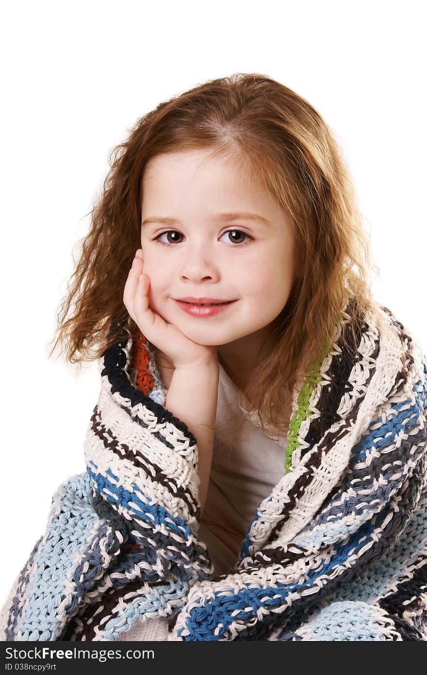 Portrait of smiling cute little girl isolated on white background. Portrait of smiling cute little girl isolated on white background