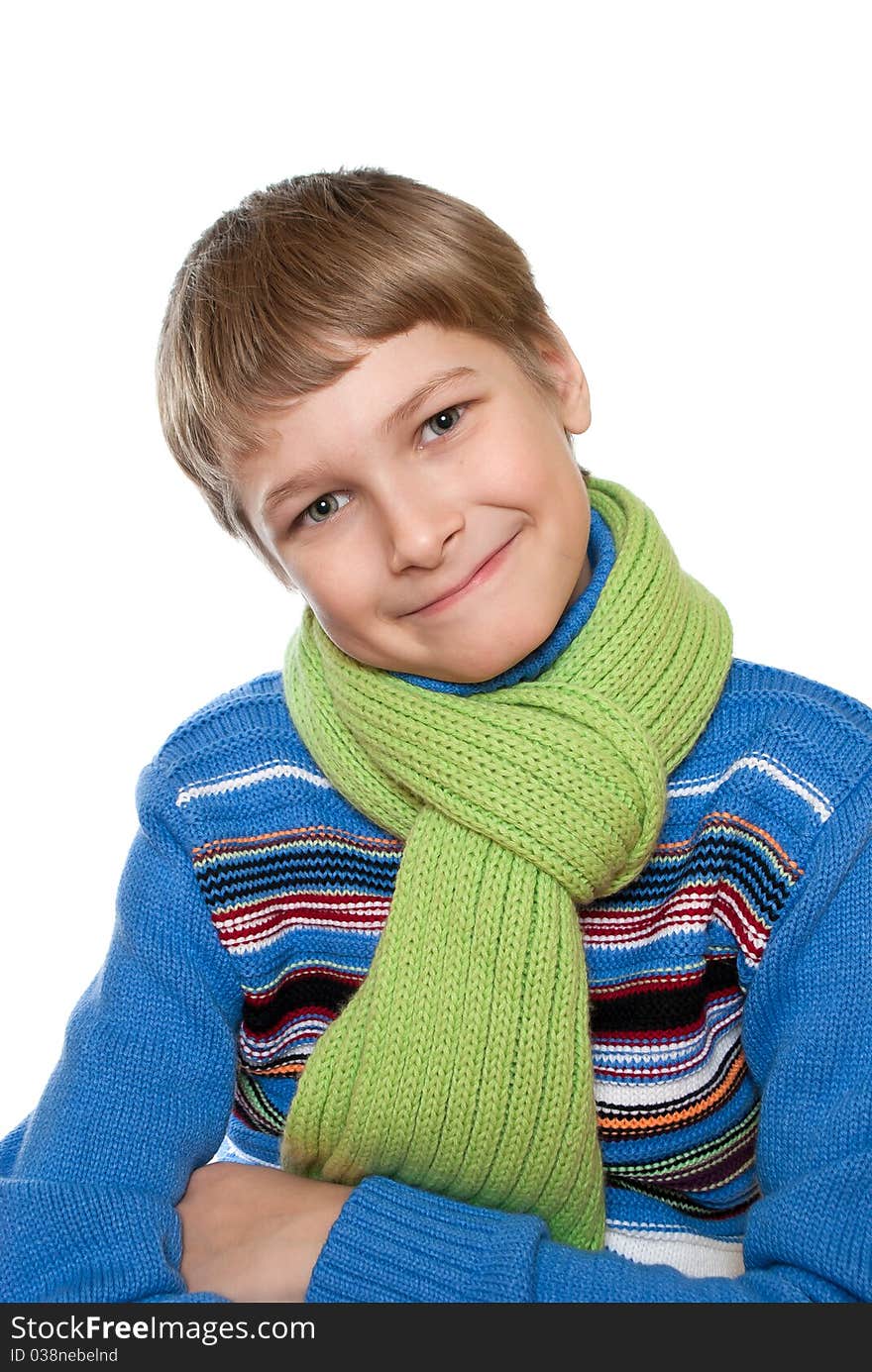 Portrait of a teenager isolated on a white background. Happy youth.