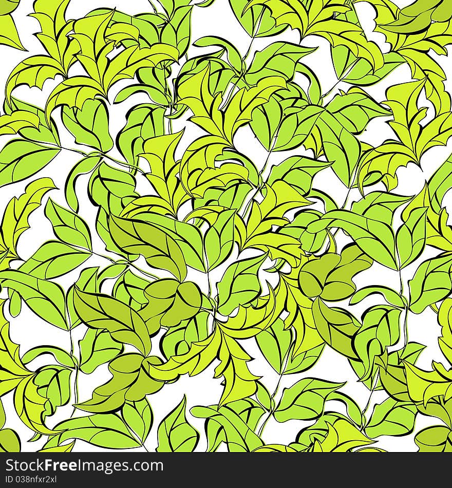 Seamless pattern with leaves