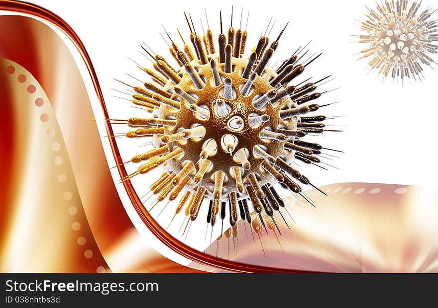 Digital illustration of VIRUS in 3d on digital background